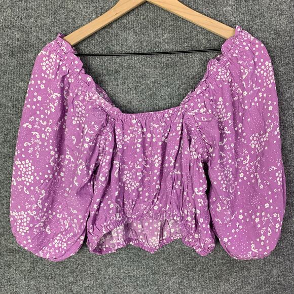 NEW Faithfull The Brand Des Amis Crop Top Floral SIZE 10 Purple - Picture 3 of 9
